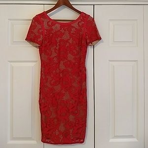 Fenn Wright Manson Red Lace Dress, UK 10/US 6